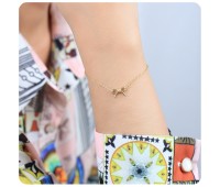 Gold Plated Adorable Bow Silver Bracelet BRS-132-GP